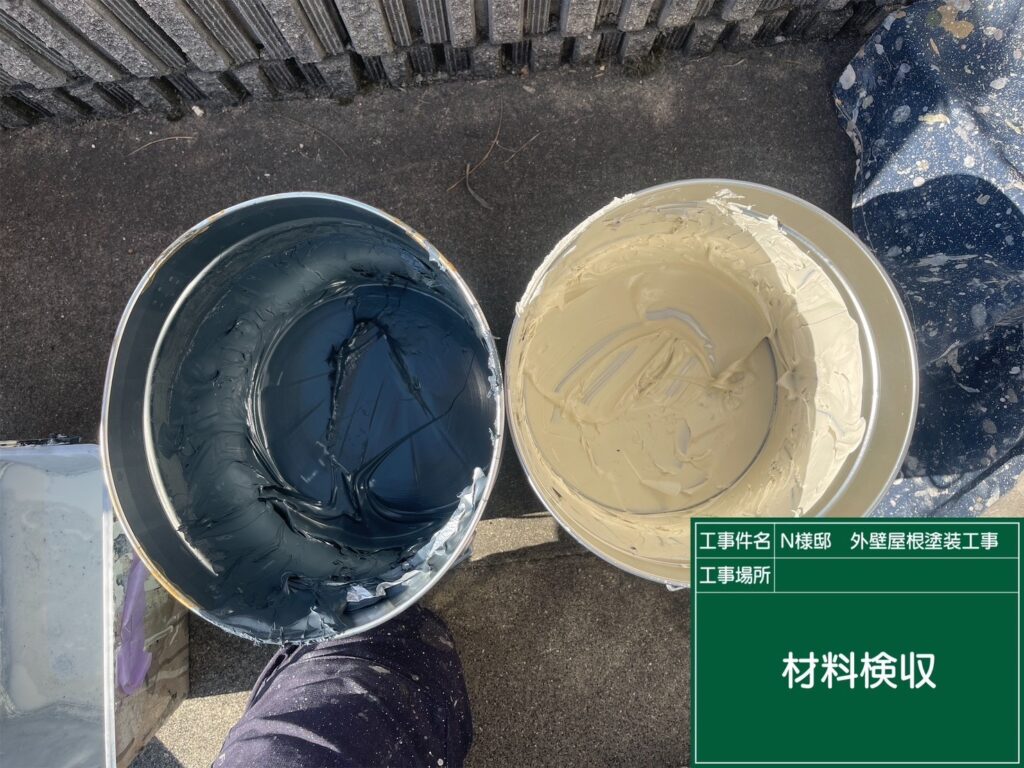 足場解体後、完了立会いをします。使用した材料の確認です。